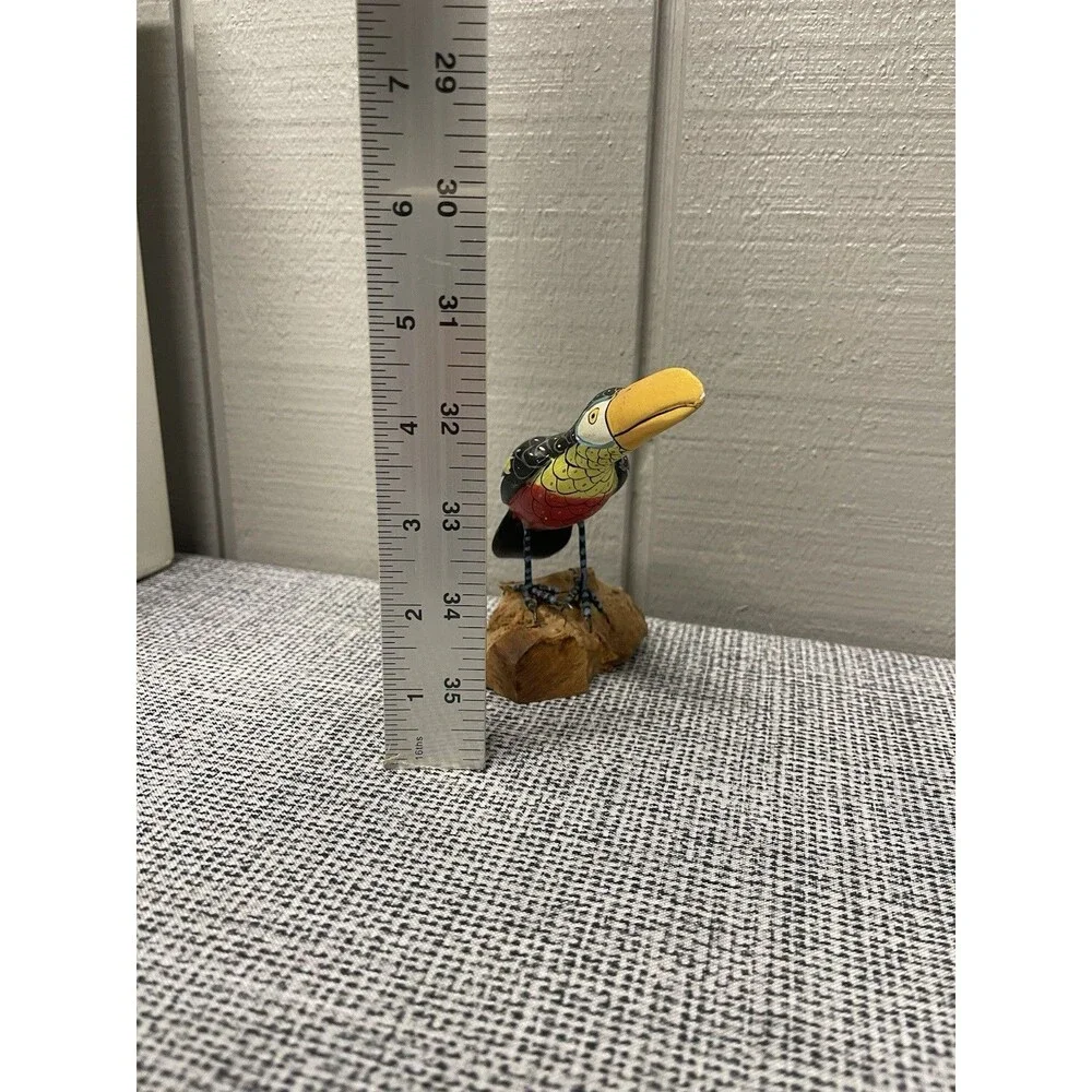 4 Inches” Painted Wooden Toucan Hand Carved Hand Painted